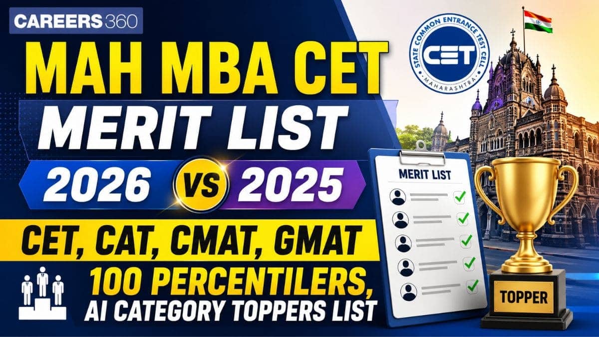MAH MBA CET Merit List 2026 vs 2025: CET, CAT, CMAT, GMAT 100 Percentilers, AI Category Toppers List